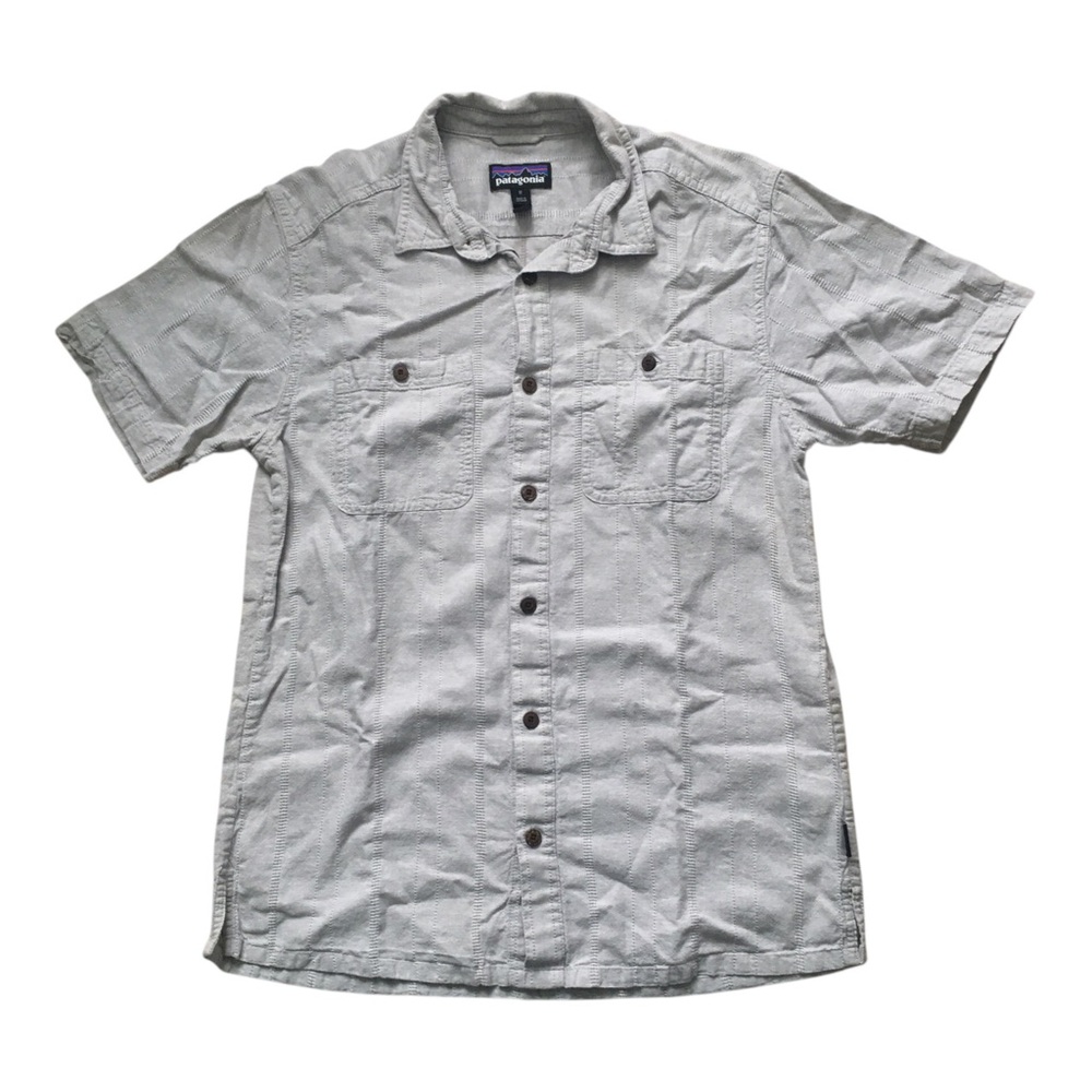 Patagonia Short Sleeve Cotton/ Organic Button-Up Shirt - Light Gray M - Picture 2 of 5
